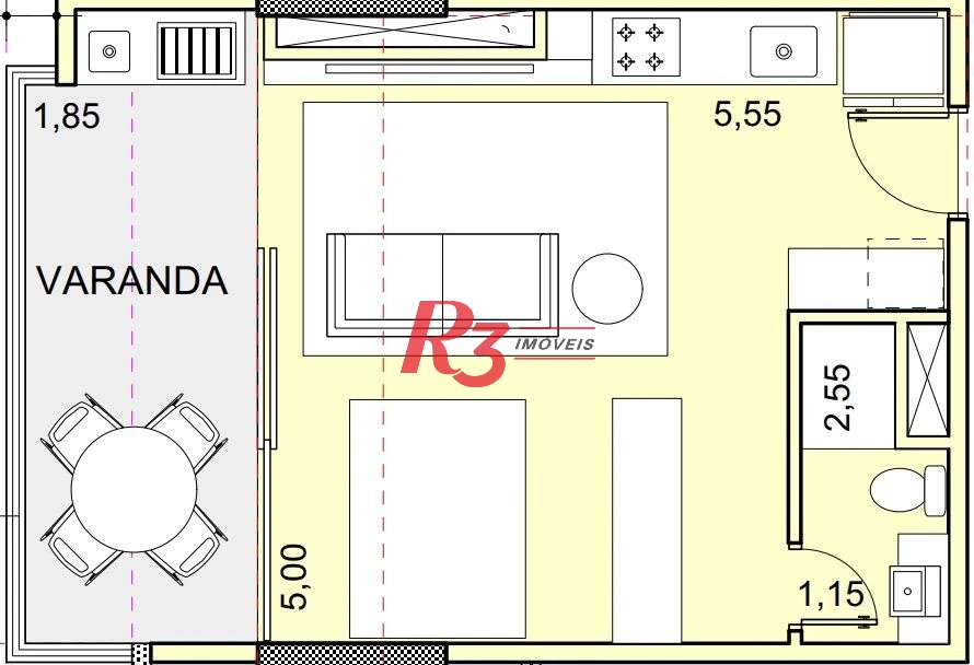 Apartamento à venda, 39 m² por R$ 428.000,00 - José Menino - Santos/SP