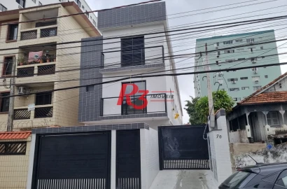 Oportunidade à venda, sobrado triplex novo em vilage, 90 m², 2 quartos, 2 wcs e 2 vagas, Campo Grande, Santos, condição muito especial.