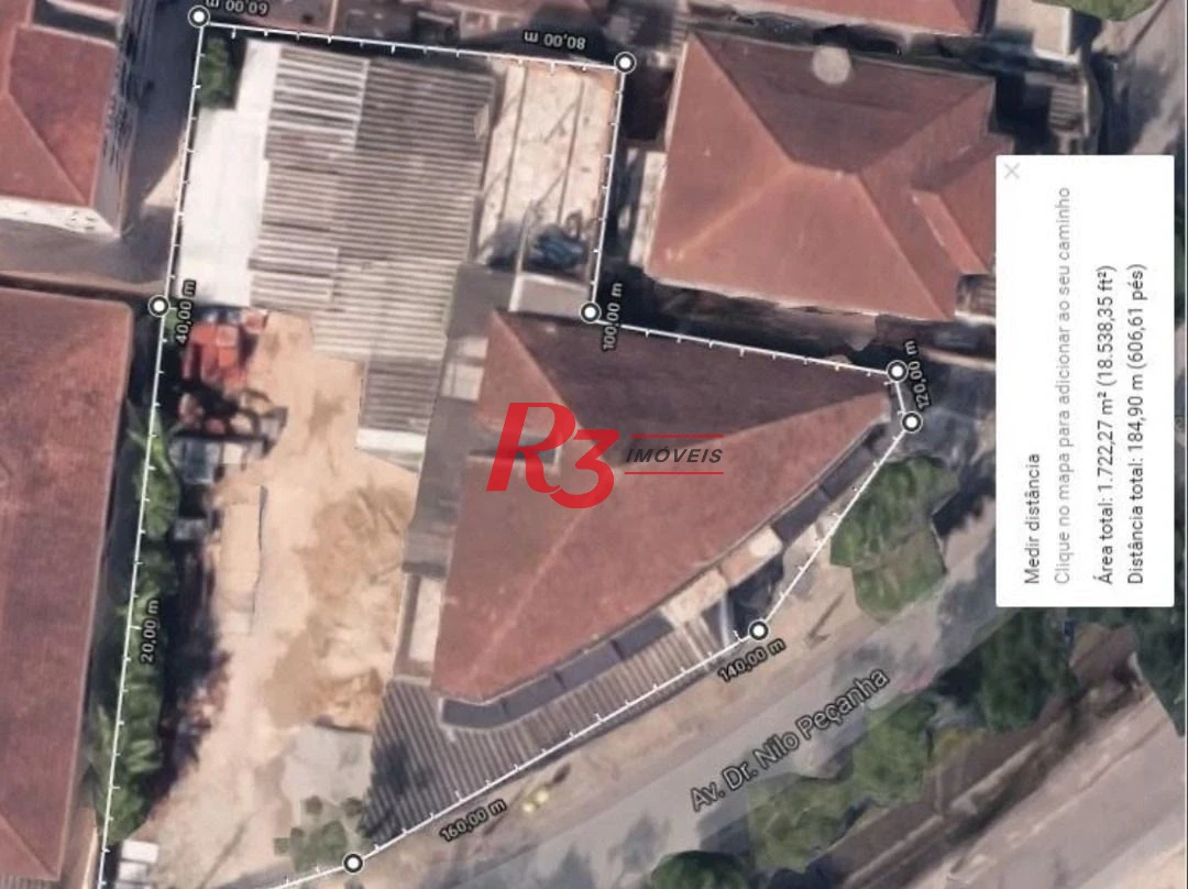 Terreno à venda, 1722 m² por R$ 8.650.000,00 - Marapé - Santos/SP