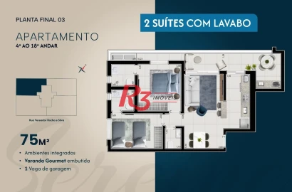 Apartamento à venda, 75 m² por R$ 1.089.167,17 - Ponta da Praia - Santos/SP