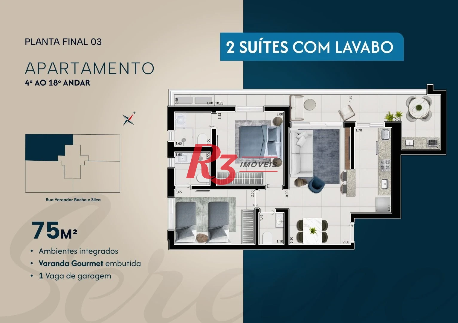 Apartamento à venda, 75 m² por R$ 1.089.167,17 - Ponta da Praia - Santos/SP