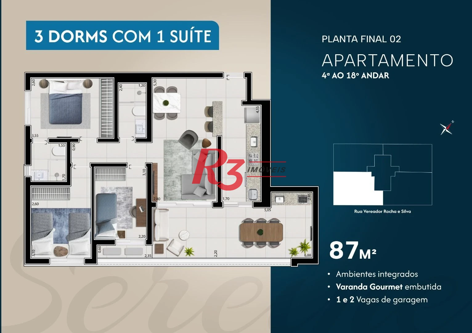 Apartamento à venda, 87 m² por R$ 1.362.506,70 - Ponta da Praia - Santos/SP