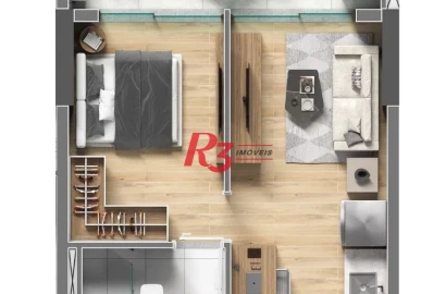 Studio à venda, 36 m² por R$ 325.232,00 - Centro - São Vicente/SP