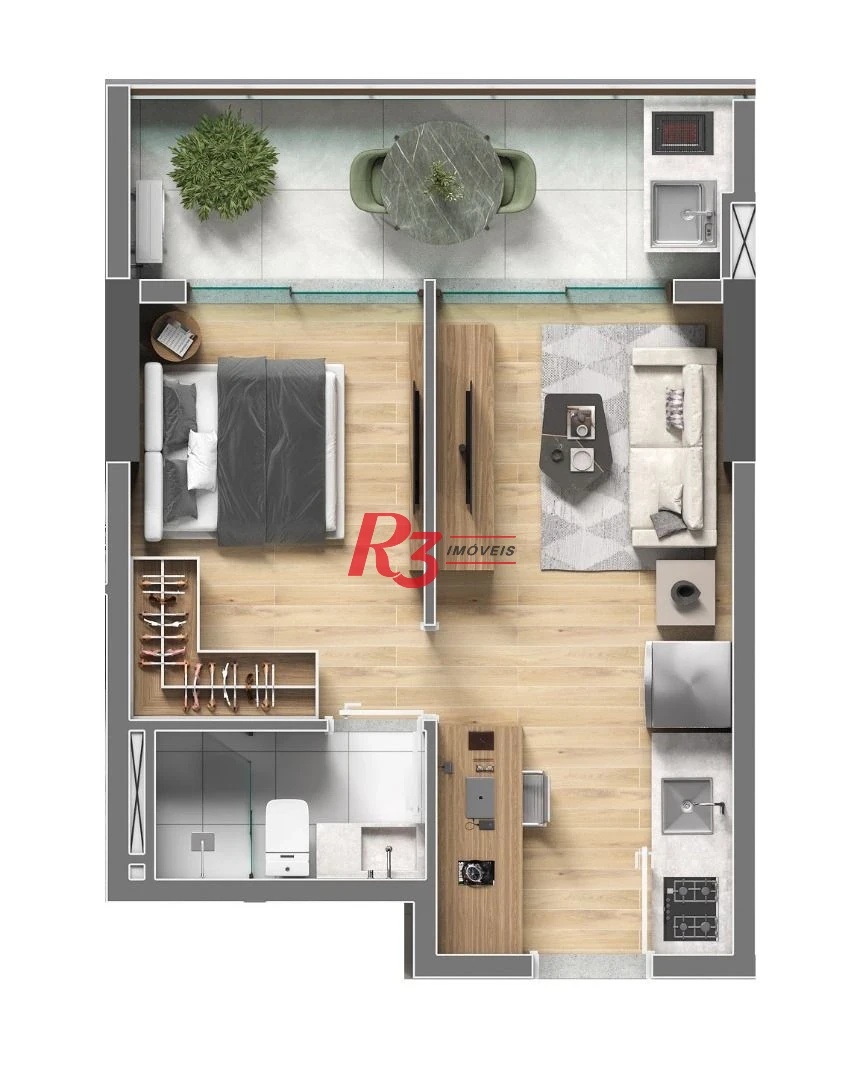 Studio à venda, 36 m² por R$ 325.232,00 - Centro - São Vicente/SP