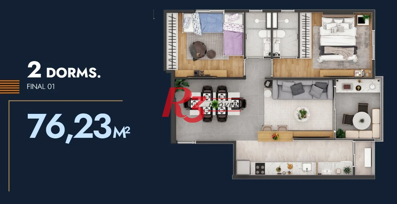 Apartamento à venda, 76 m² por R$ 825.000,00 - Itararé - São Vicente/SP