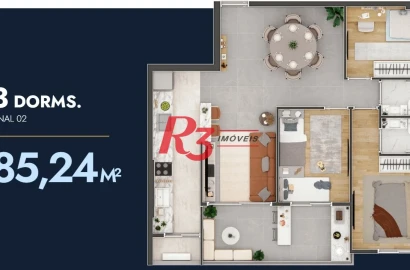 Apartamento à venda, 85 m² por R$ 935.000,00 - Itararé - São Vicente/SP