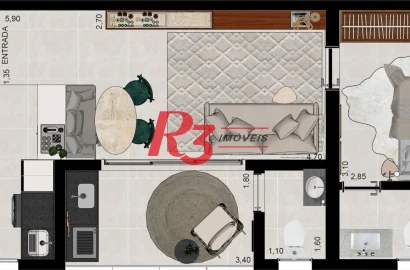Apartamento à venda, 49 m² por R$ 495.000,00 - Aparecida - Santos/SP