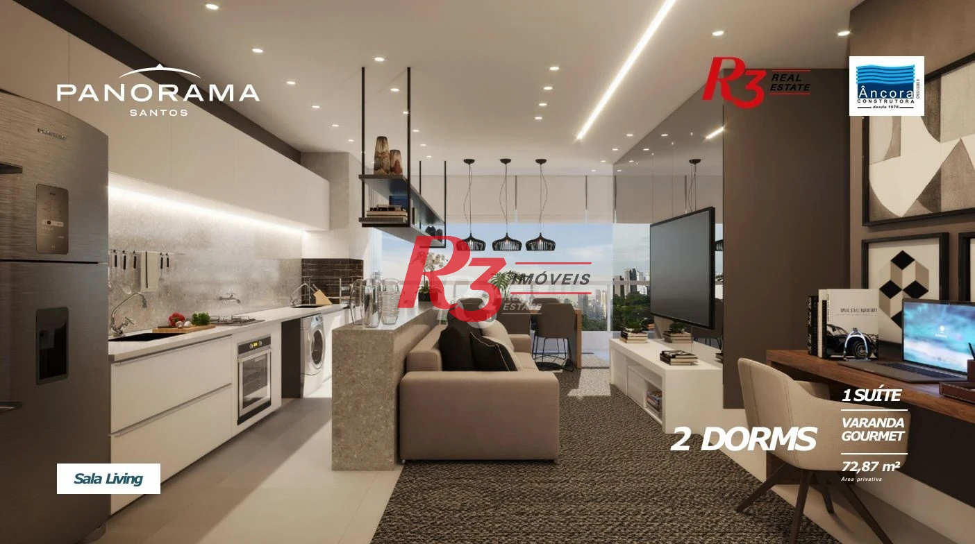 Apartamento com 2 dormitórios à venda, 72 m² por R$ 980.000,00 - Encruzilhada - Santos/SP