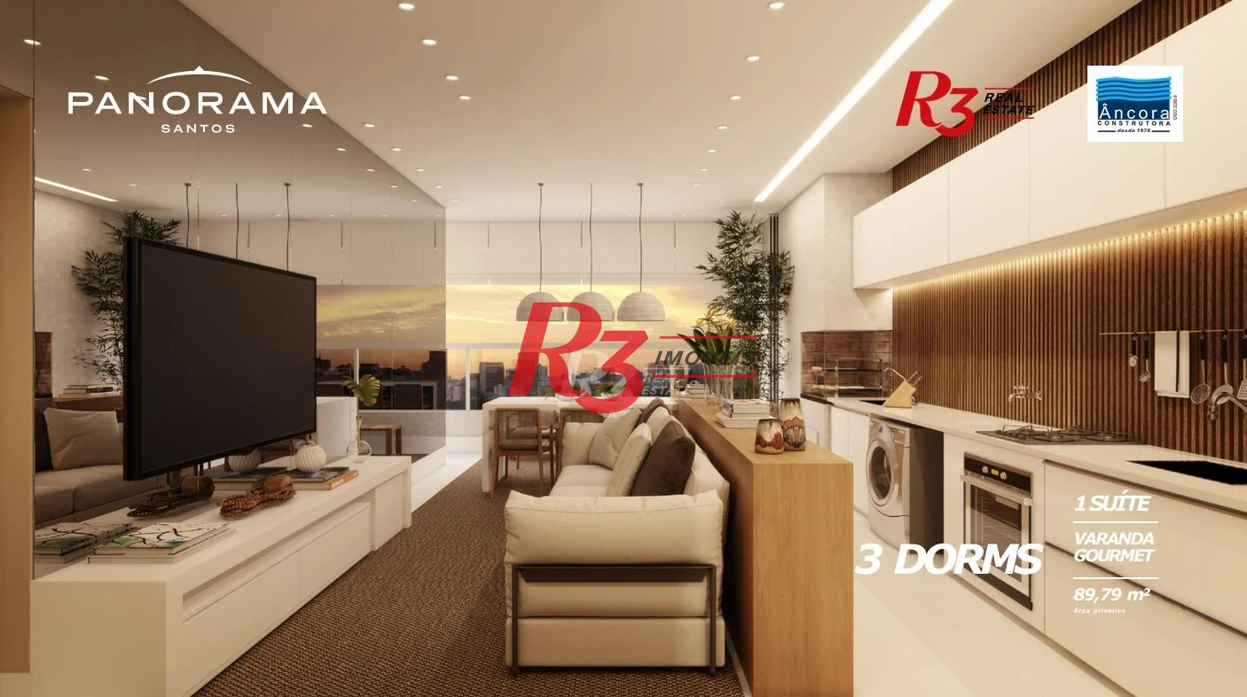 Apartamento com 2 dormitórios à venda, 72 m² por R$ 980.000,00 - Encruzilhada - Santos/SP