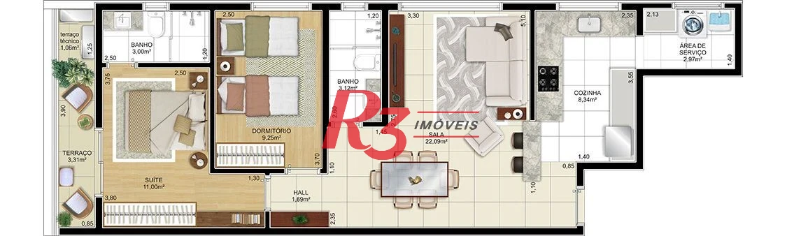 Apartamento à venda, 77 m² por R$ 1.122.000,00 - Aparecida - Santos/SP