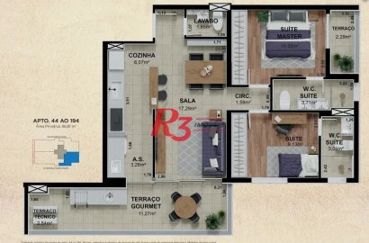 Apartamento à venda, 86 m² por R$ 1.290.000,00 - Pompéia - Santos/SP