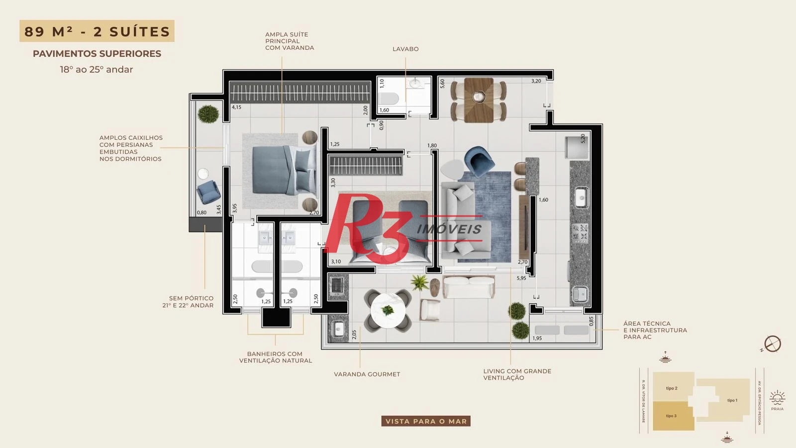 Apartamento à venda, 89 m² por R$ 1.268.420,59 - Boqueirão - Santos/SP