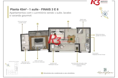 Apartamento à venda, 45 m² por R$ 456.000,00 - Marapé - Santos/SP
