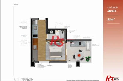 Studio à venda, 32 m² por R$ 509.000,00 - Boqueirão - Santos/SP