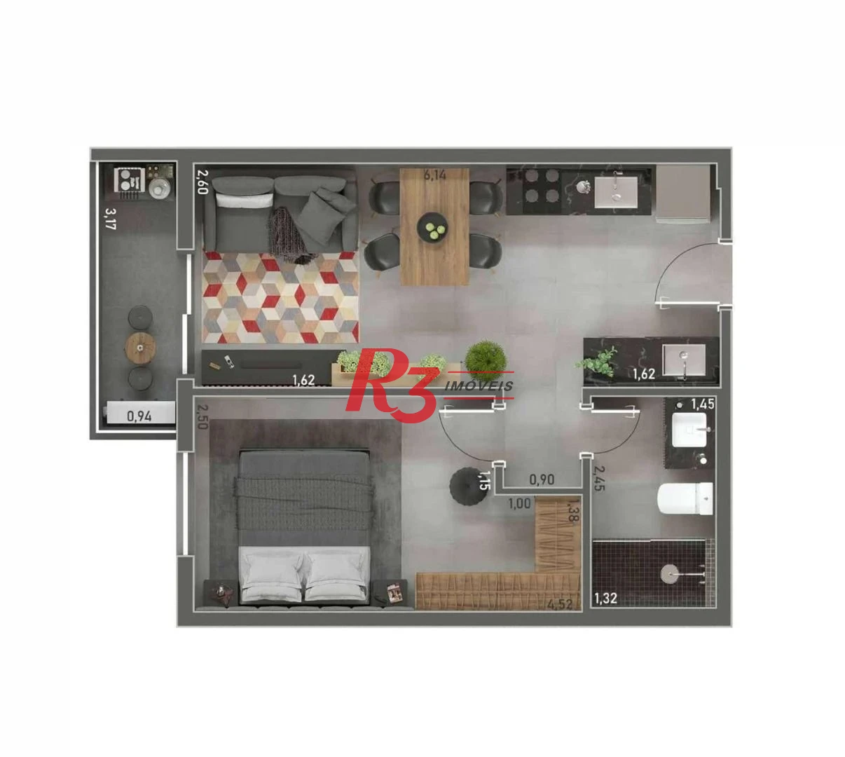 Apartamento com 1 dormitório à venda, 38 m² por R$ 465.000,00 - Macuco - Santos/SP