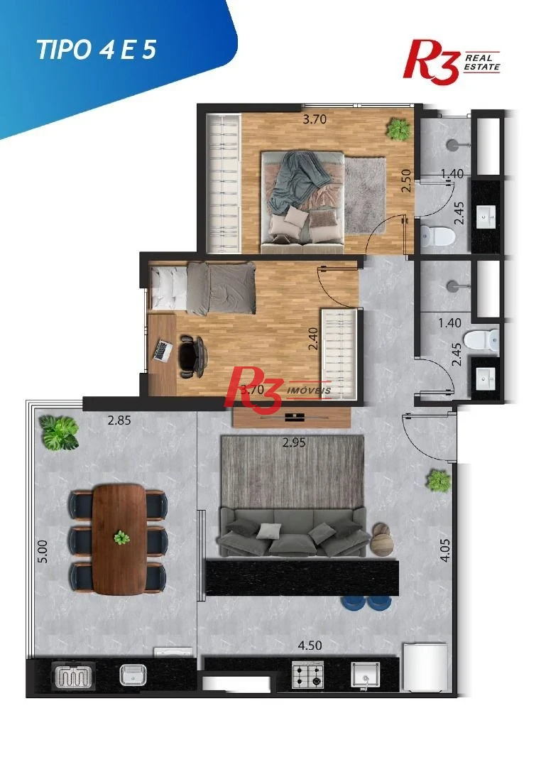 Apartamento com 2 dormitórios à venda, 70 m² por R$ 835.000 - José Menino - Santos/SP