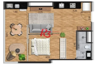 Apartamento à venda, 39 m² por R$ 485.000,00 - José Menino - Santos/SP