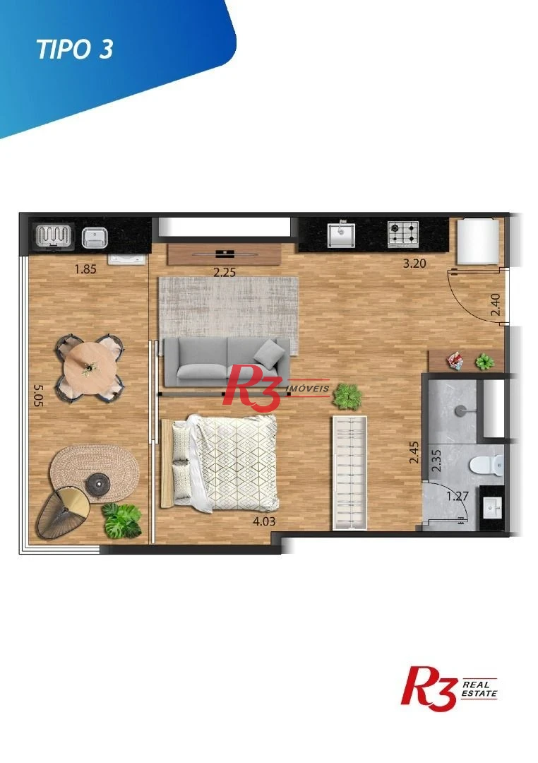 Apartamento à venda, 39 m² por R$ 485.000,00 - José Menino - Santos/SP