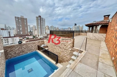 Cobertura com 3 dormitórios à venda, 170 m² por R$ 980.000,00 - Campo Grande - Santos/SP