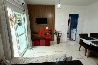 Apartamento com 1 dormitório para alugar, 42 m² - Macuco - Santos/SP