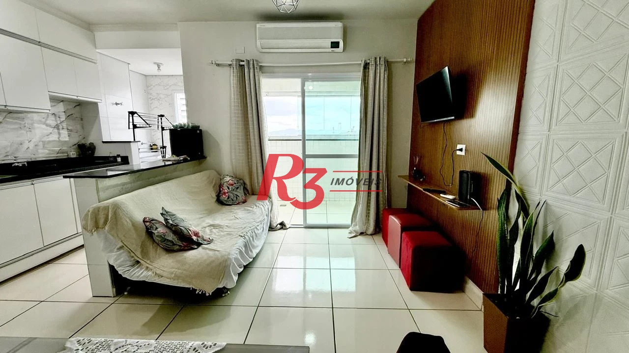 Apartamento com 1 dormitório para alugar, 42 m² - Macuco - Santos/SP