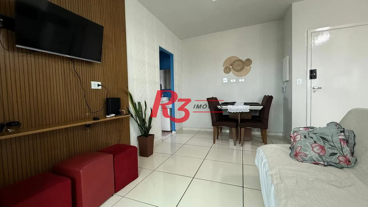 Apartamento com 1 dormitório para alugar, 42 m² - Macuco - Santos/SP