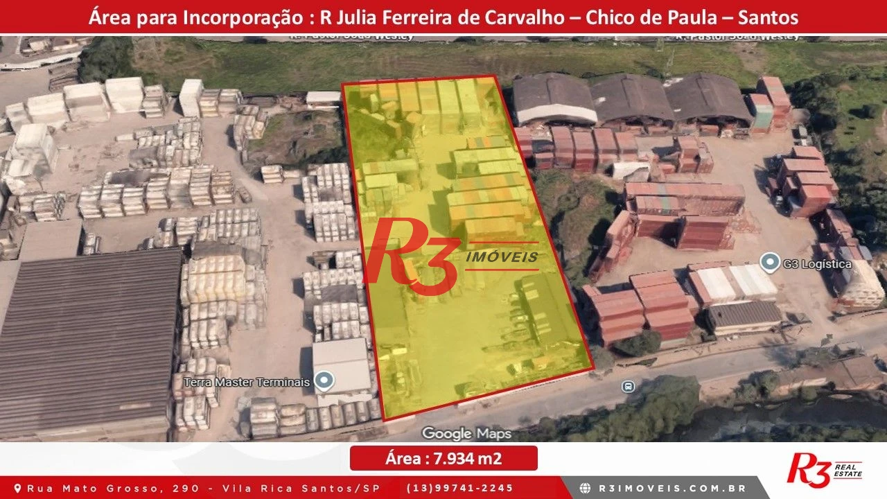 Terreno à venda, 7934 m² por R$ 40.000.000,00 - Chico de Paula - Santos/SP
