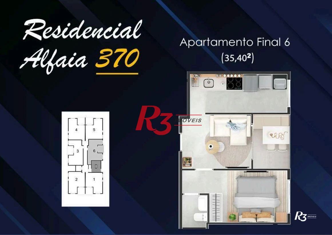 Apartamento à venda, 35 m² por R$ 320.000,00 - Aparecida - Santos/SP