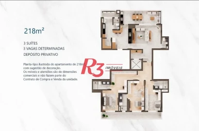 Apartamento com 3 dormitórios à venda, 218 m² por R$ 5.800.000,00 - Ponta da Praia - Santos/SP