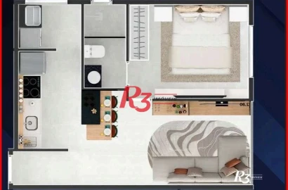 Apartamento à venda, 38 m² por R$ 352.000,00 - Aparecida - Santos/SP