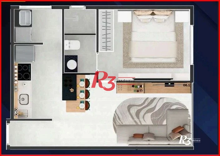 Apartamento à venda, 38 m² por R$ 352.000,00 - Aparecida - Santos/SP