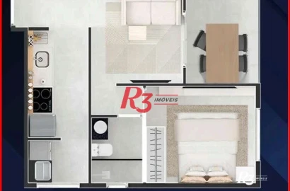Apartamento à venda, 38 m² por R$ 360.000,00 - Aparecida - Santos/SP