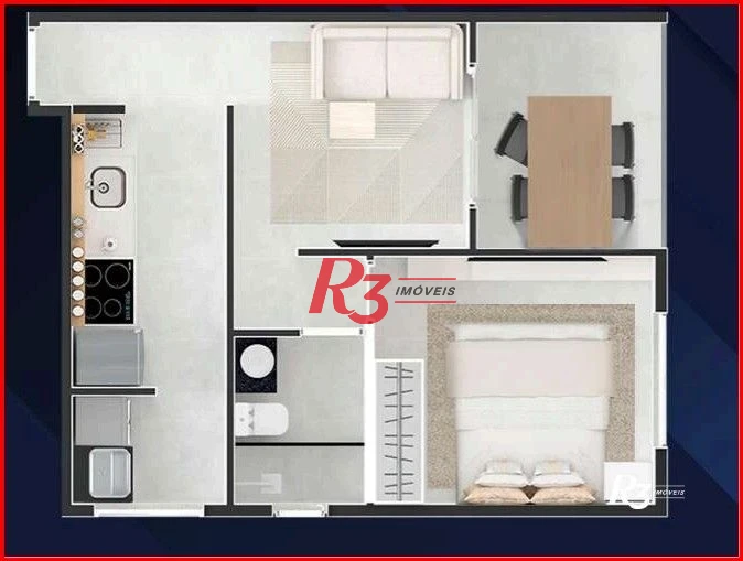 Apartamento à venda, 38 m² por R$ 360.000,00 - Aparecida - Santos/SP