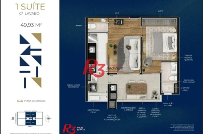 Apartamento com 1 dormitório à venda, 49 m² por R$ 636.000,00 - Marapé - Santos/SP