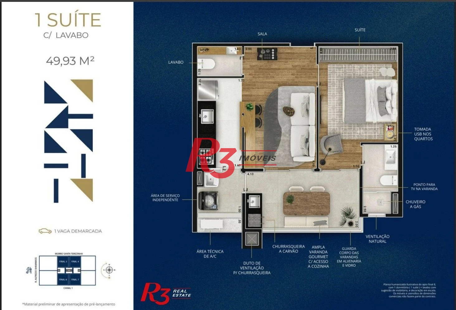 Apartamento com 1 dormitório à venda, 49 m² por R$ 636.000,00 - Marapé - Santos/SP