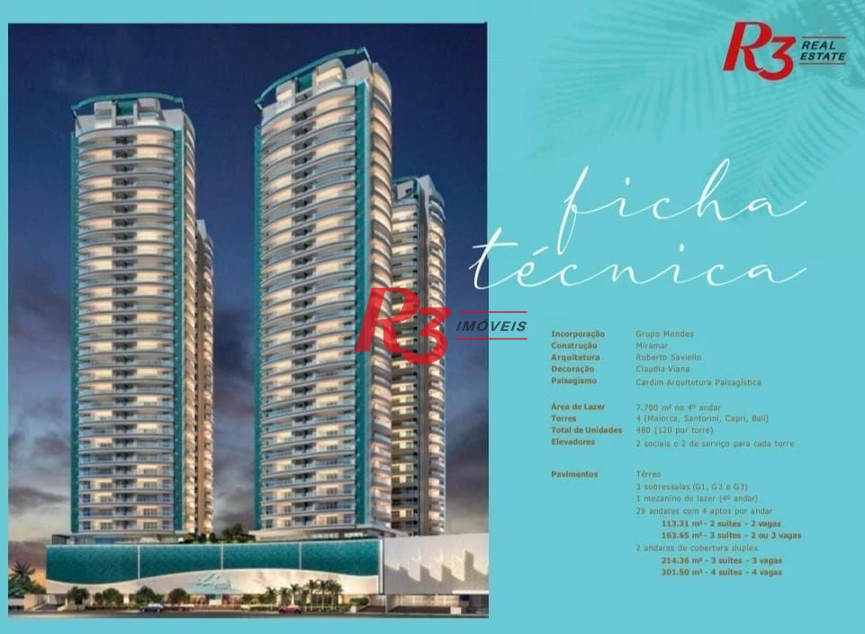 Apartamento com 3 dormitórios à venda, 163 m² por R$ 3.700.000,00 - Ponta da Praia - Santos/SP