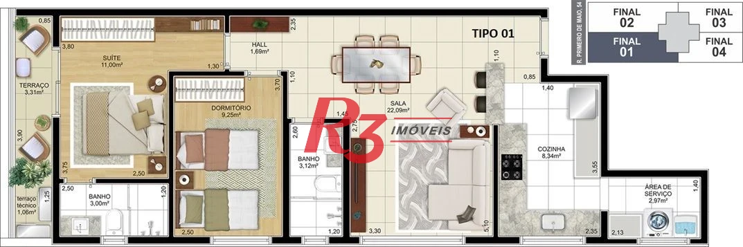 Apartamento à venda, 77 m² por R$ 1.350.000,00 - Aparecida - Santos/SP