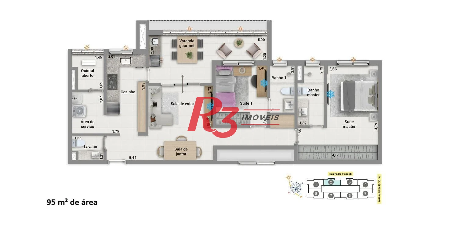 Apartamento com 2 dormitórios à venda, 96 m² por R$ 1.650.000,00 - Embaré - Santos/SP