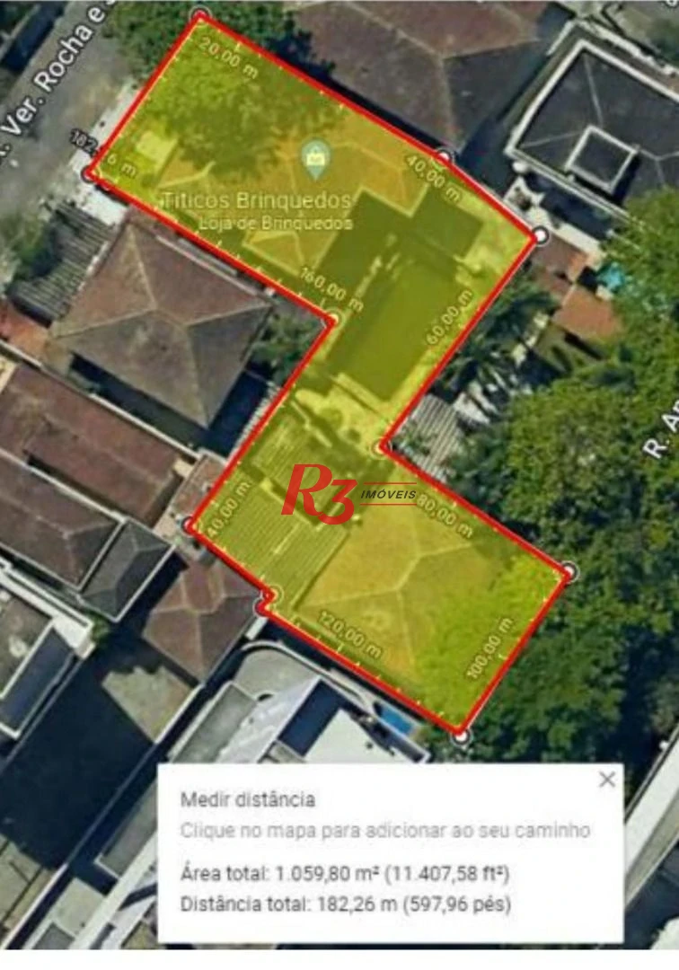 Terreno à venda, 1059 m² por R$ 10.060.000,00 - Ponta da Praia - Santos/SP