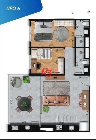 Apartamento com 2 dormitórios à venda, 69 m² por R$ 760.000,00 - José Menino - Santos/SP