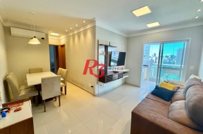 Apartamento com 2 dormitórios para alugar, 74 m² por R$ 7.000,00/mês - Gonzaga - Santos/SP