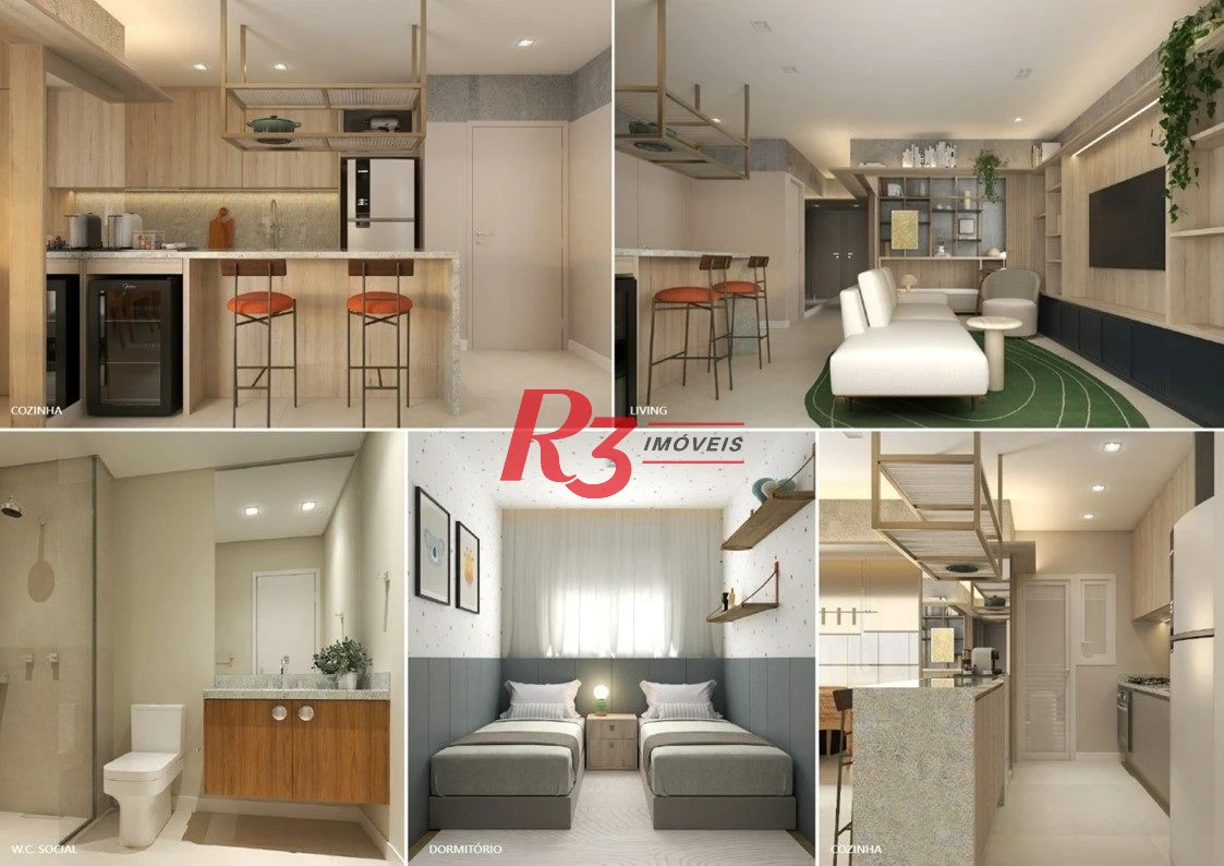 Apartamento com 1 dormitório à venda, 48 m² por R$ 430.000,00 - Centro - São Vicente/SP