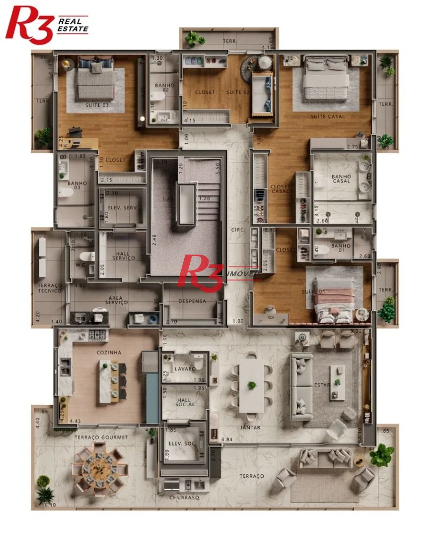 Apartamento à venda, 295 m² por R$ 5.490.000,00 - Ponta da Praia - Santos/SP