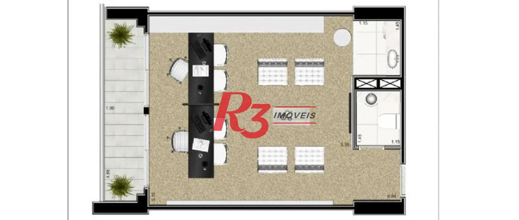 Sala para alugar, 48 m² por R$ 5.128,84/mês - Boqueirão - Santos/SP